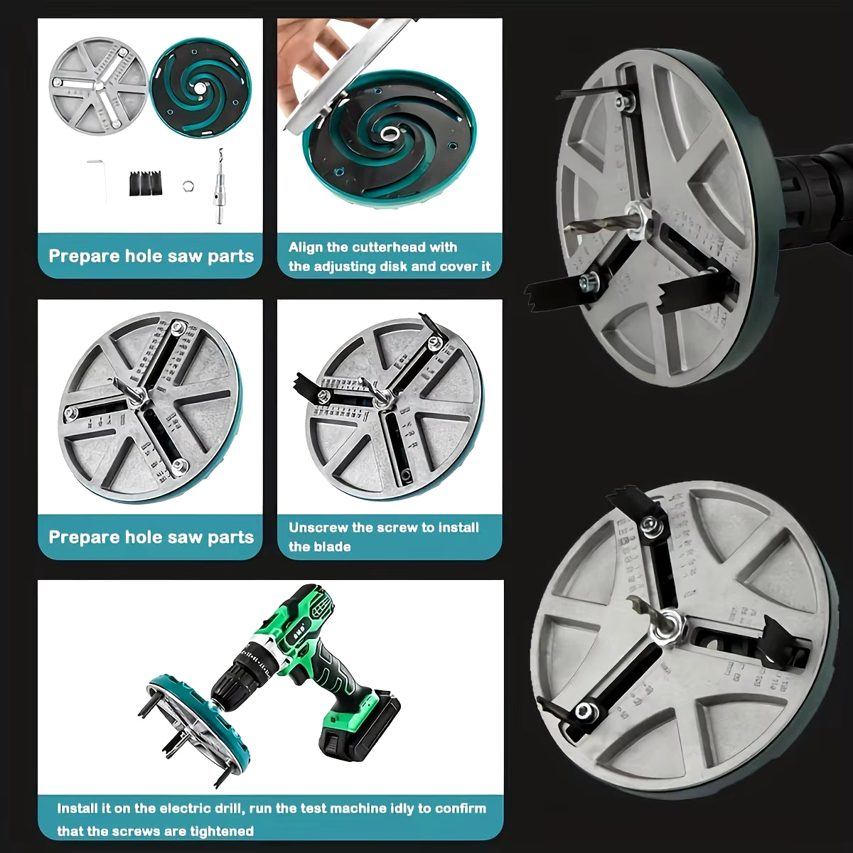 Adjustable Universal Hole Saw (45mm-130mm) or (1.77 inches - 5.11 inches).