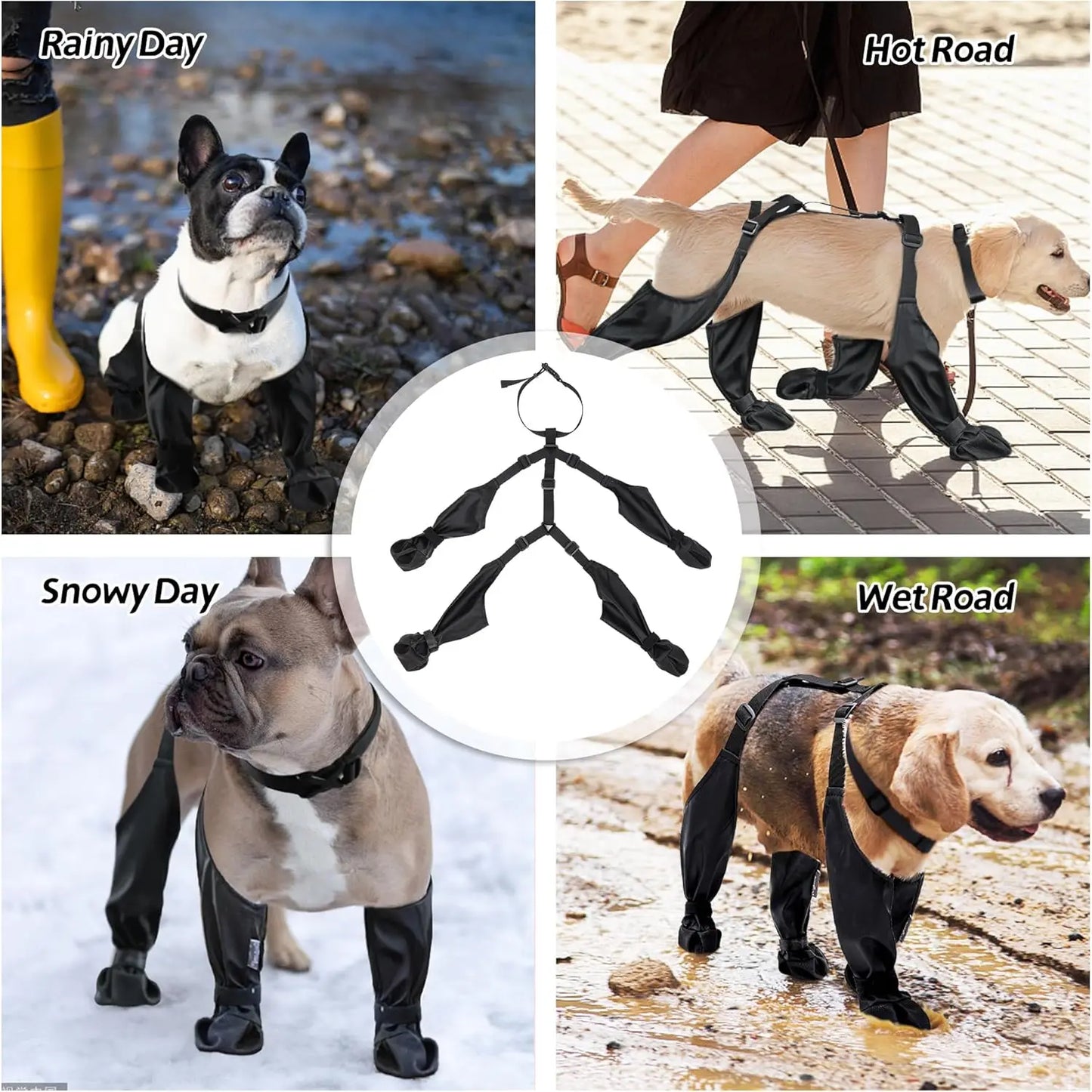 Waterproof Dog Boot Leggings with Suspenders – Paw Protection for All Sizes